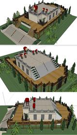 中国鼓戏台草图SU模型