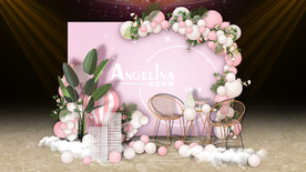 粉紫色婚礼迎宾区