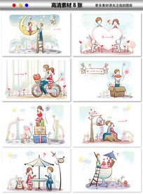 爱情卡通展板情人情侣结婚海报