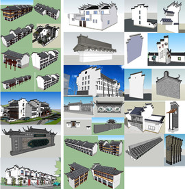 徽派马头墙建筑模型