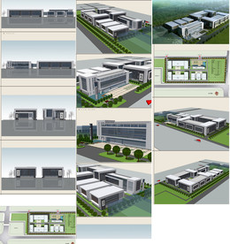 现代厂区建筑模型