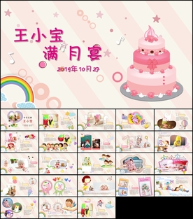 满月宴大屏相册PPT