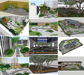 中式庭院景观模型