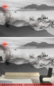 新中式禅意意境抽象水墨山水背景