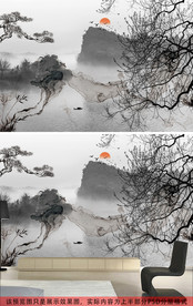 新中式禅意意境抽象水墨山水