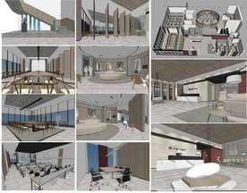 现代办公室SU模型