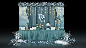 墨绿色婚礼甜品区