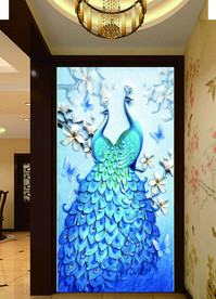 孔雀 玄关 背景墙 电视墙