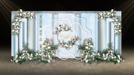 浅蓝色婚礼迎宾区