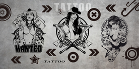 手绘纹身背景墙