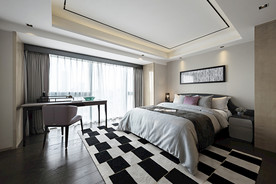 现代  卧室  床  书桌