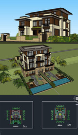 英式别墅草图SU模型含CAD图