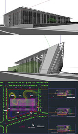 展览中心草图SU模型含CAD图