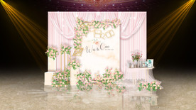 粉白色婚礼迎宾区