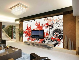 梅花中式 中式电视墙