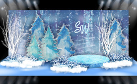 蓝色冰雪主题迎宾区