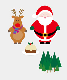 可爱风格圣诞老人麋鹿圣诞树元素
