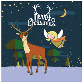 创意圣诞节夜晚意境麋鹿海报设计