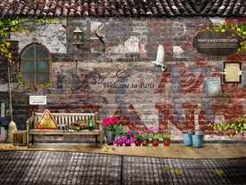 复古街道过道背景墙