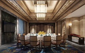 中式酒店餐厅包间模型效果图
