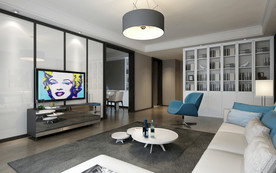 现代客厅 沙发 茶几 餐厅