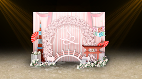 粉色婚礼迎宾区