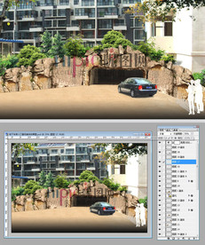 地下车库入口景观装饰效果图