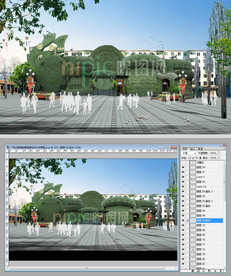 广场主题铜鼓雕塑景观设计效果图