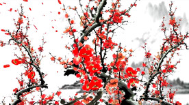 清明上河图水墨舞台背景