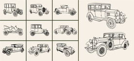 矢量手绘古董汽车系列