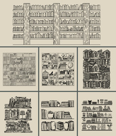 矢量手绘书架系列