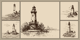 矢量手绘灯塔系列