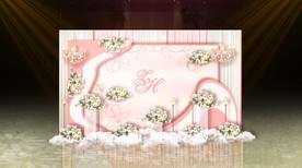 粉白色婚礼迎宾区