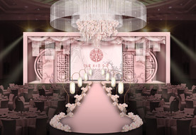 粉色新中式婚礼仪式区