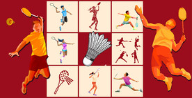 矢量羽毛球运动系列