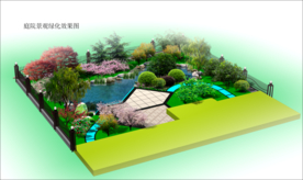 庭院景观绿化效果图PSD