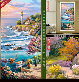 地中海玄关风景壁画