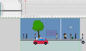 城市路边车流和行人5分钟场景