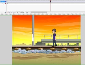 男子火车道上行走6秒动画