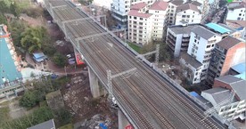 航拍4K超高清城市铁路建设视频