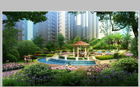 小区中心水景效果图