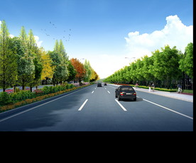 城市道路景观设计效果图