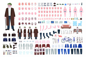 老头卡通人物插画