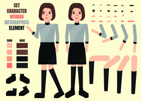 职业女士卡通人物造型插画