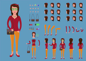 时尚女士卡通人物插画