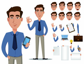 商务男士卡通人物造型插画