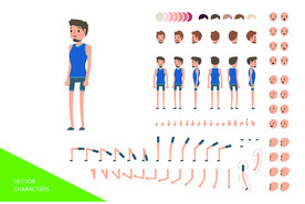 休闲男士卡通人物造型插画