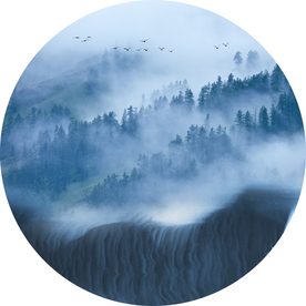 抽象山水画 圆形装饰画