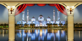 3D欧式城市夜景背景墙