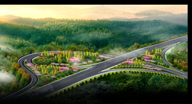 高速立交区景观效果图